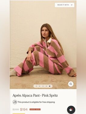 Faherty Après Alpaca Striped Set in Pink and Brown (Pink Spritz)